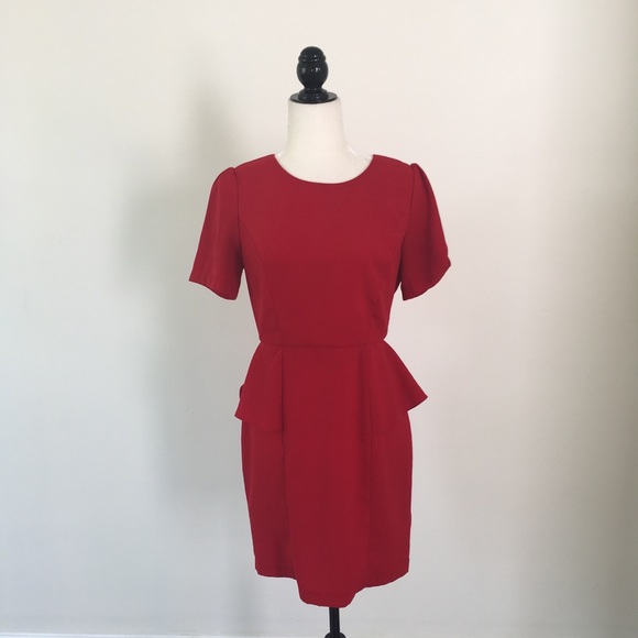 Red Peplum Dress - Picture 2 of 5